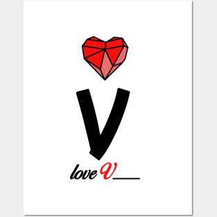 Initial love letter V for valentine Posters and Art